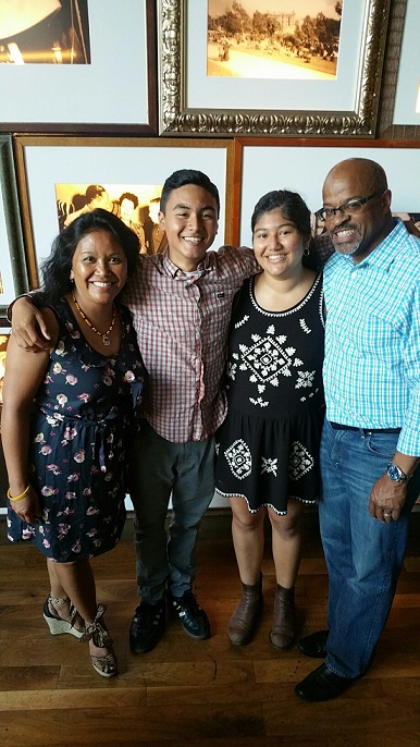 With son Santiago, daughter Ashoka,  and husband Eric.