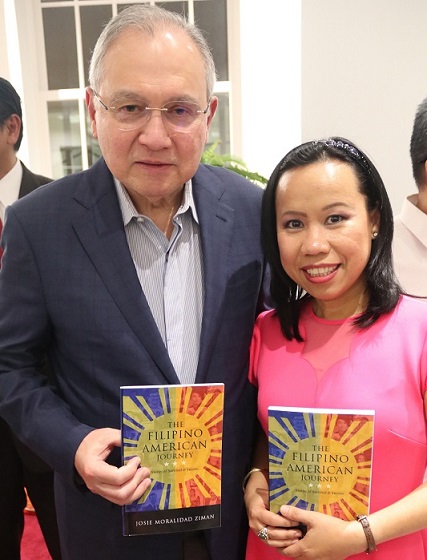 Ambassador Jose Manuel G. Romualdez and Josie Ziman during the launch of the book ‘The Filipino American Journey: Stories of Survival and Success’ at the Philippine Embassy.